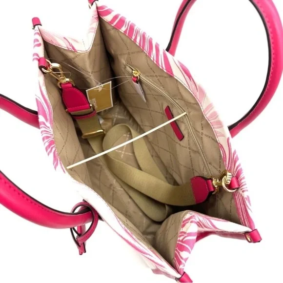 Michael Kors Medium Mirella Tote Bag & Medium Bifold Zip Chain Wallet Pink/Gold